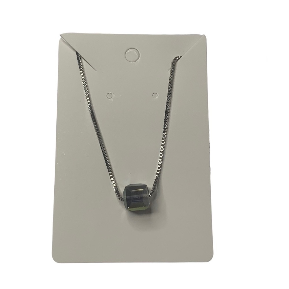 Silver square rainbow necklace